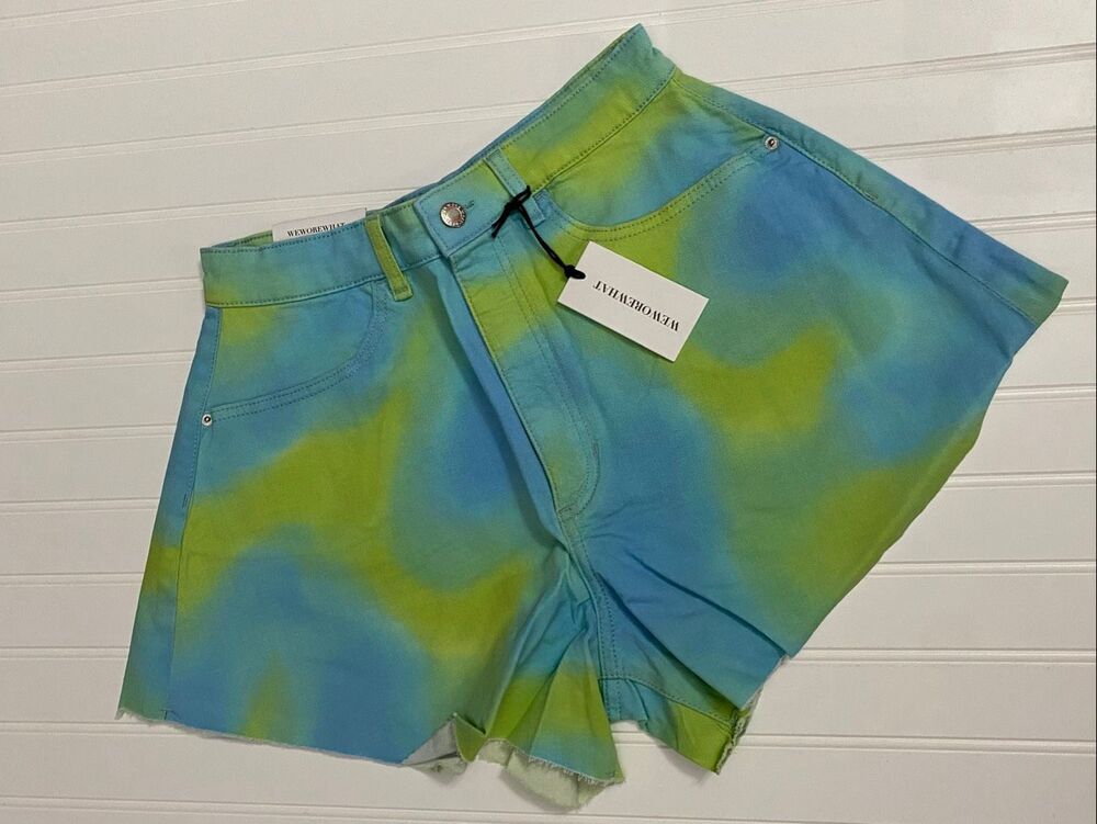 WeWoreWhat Womens Flare Bell Tie Dye Denim Shorts Sz 27